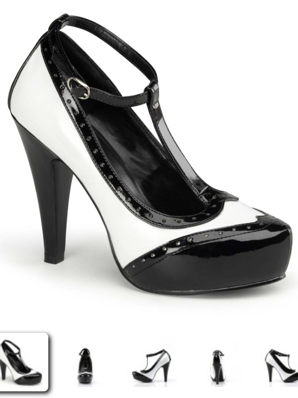 Pinup Couture Bettie-22 Black and White Patent Platform